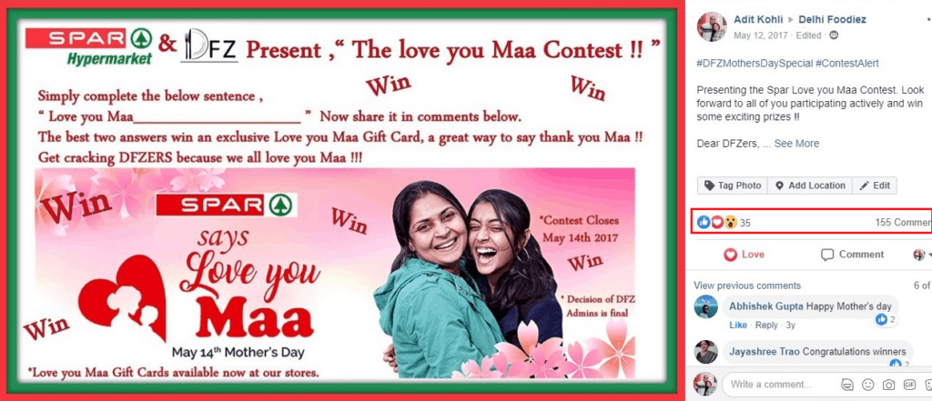 Mothers day special sponsored contest