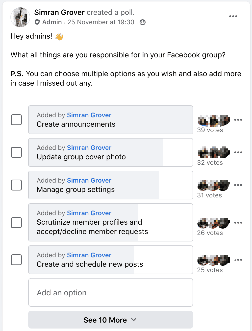 poll about Admin Vs Moderator Roles and Responsibilities