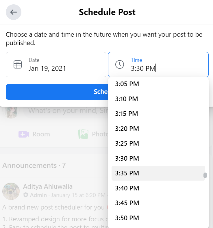 schedule post on Facebook Group