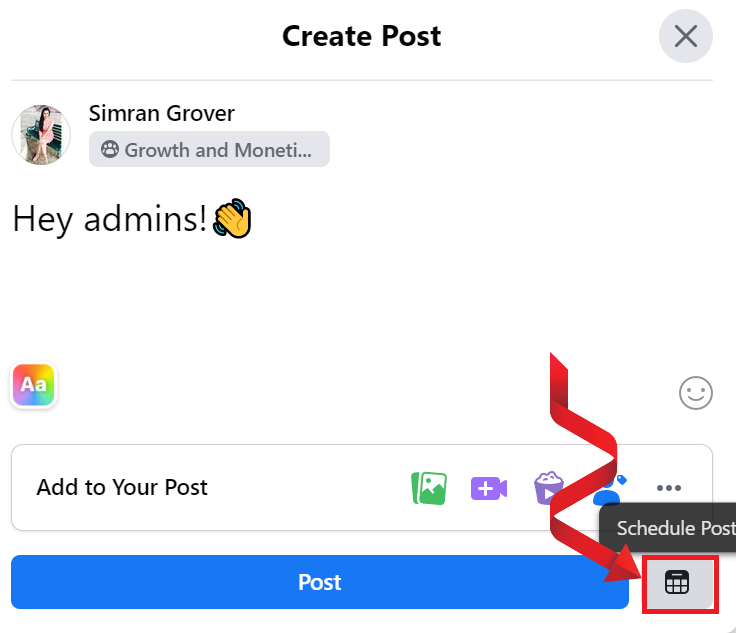 schedule post Facebook