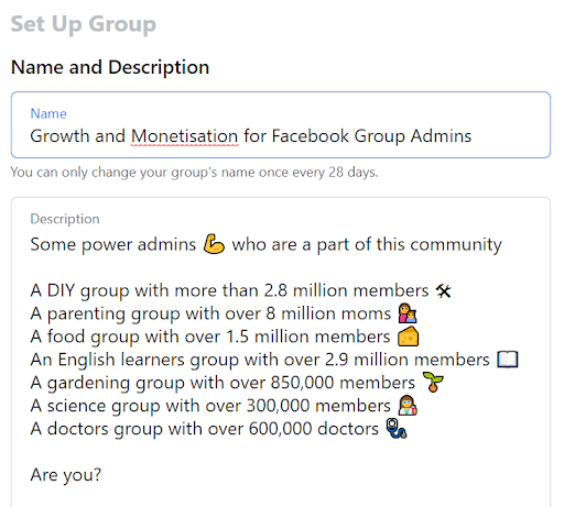 step to change facebook group