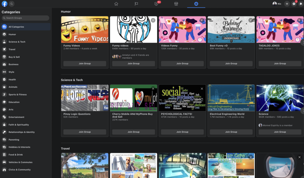 Facebook-Groups-Categories-Interface