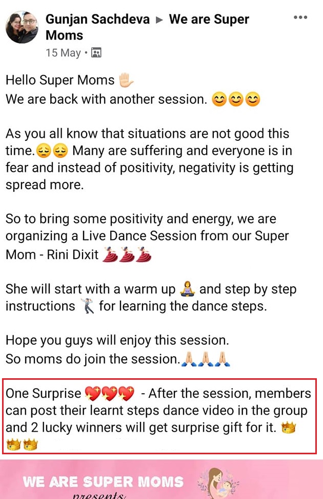 dance session on fb group