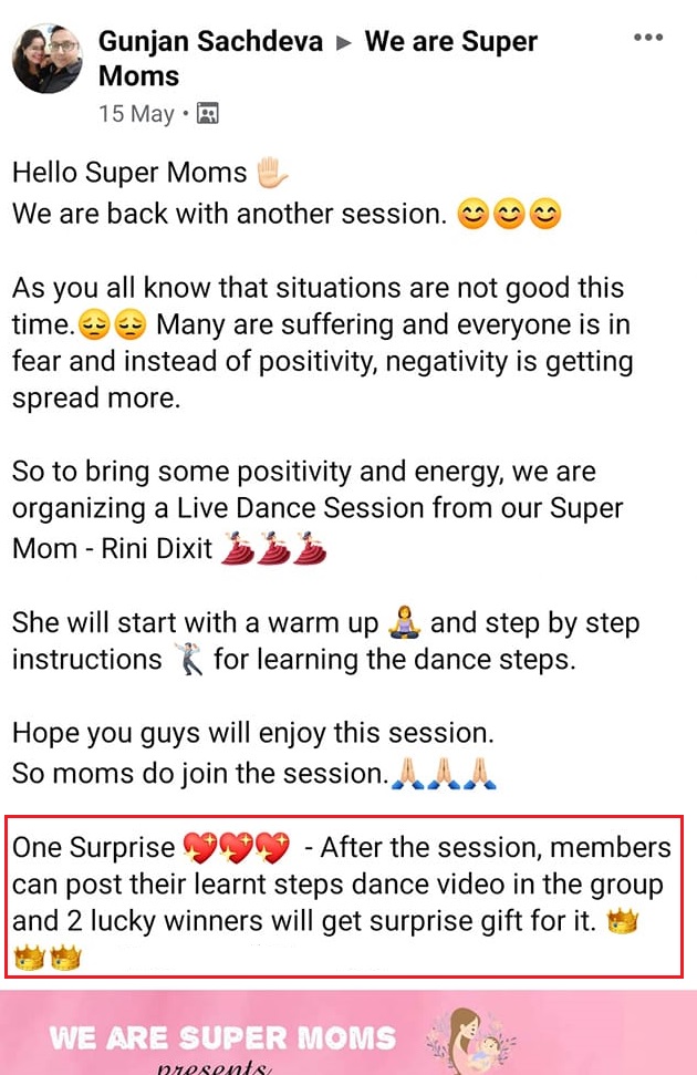 dance session on fb group