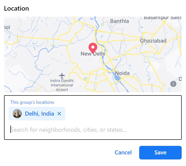location in facebook group settings