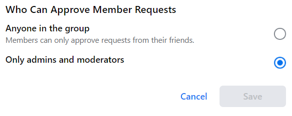 who can approve member requests