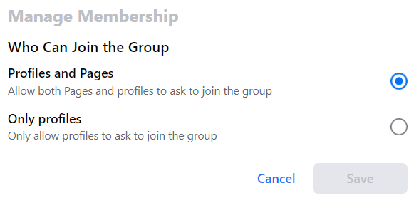 setting of who can join the group 