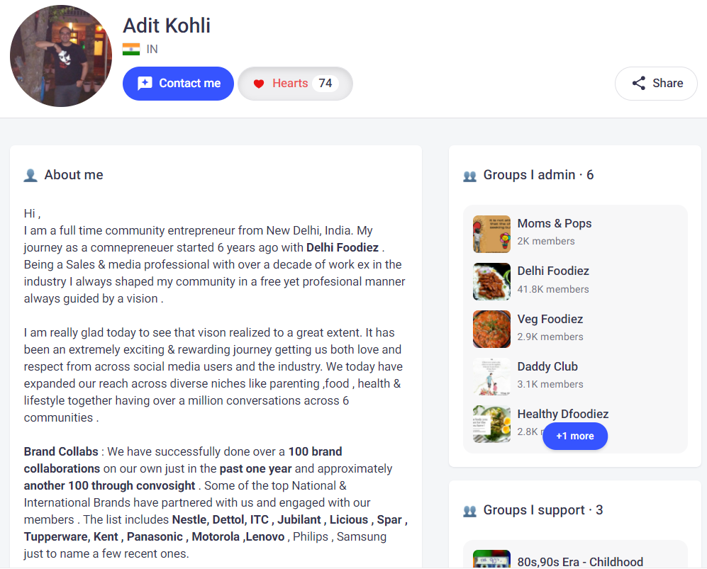 Facebook Admin Bio Adit Kohli 
