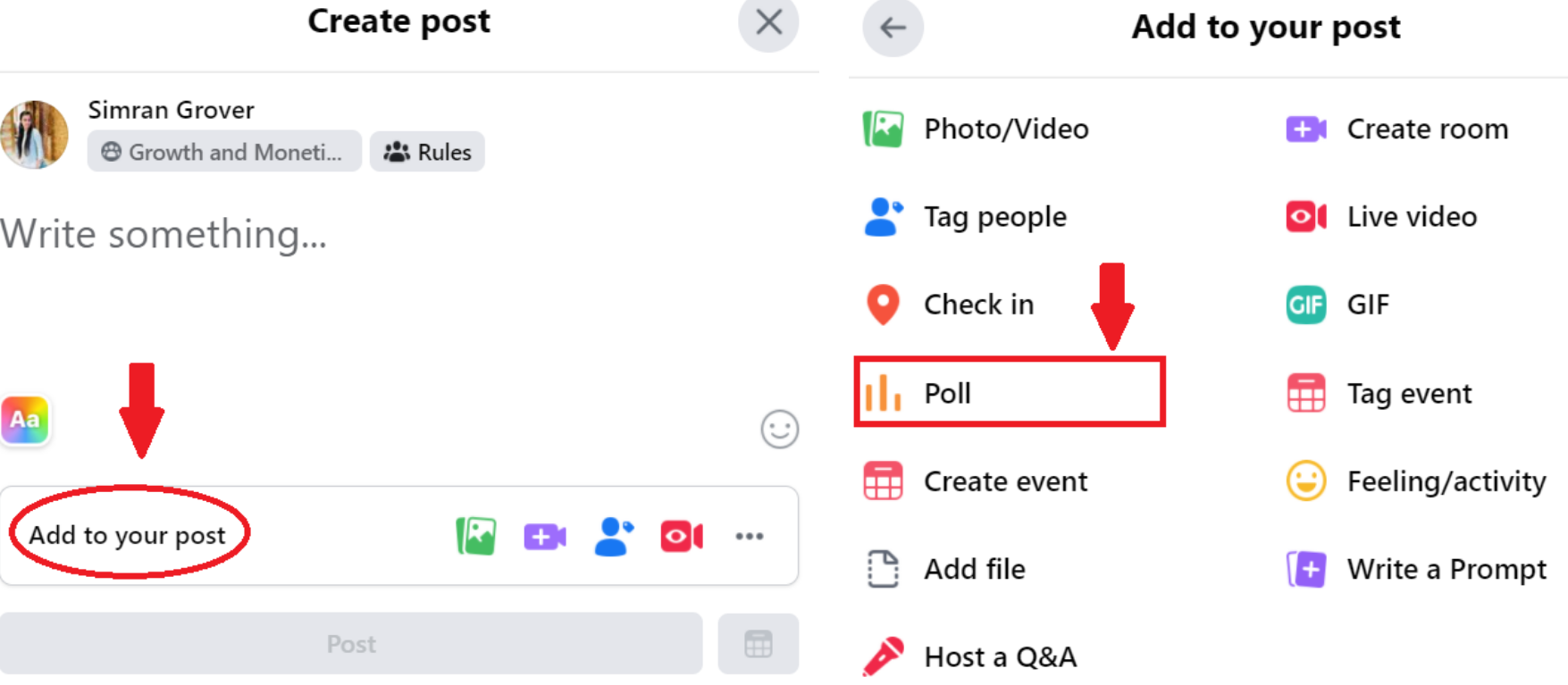 How to add question answer or survey on Fb group
