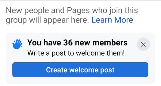 New members in a fb group