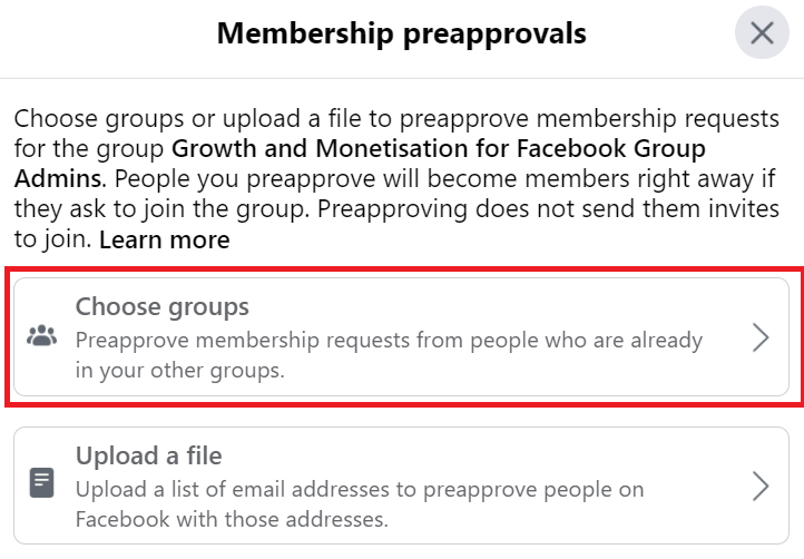 Membership preapproval