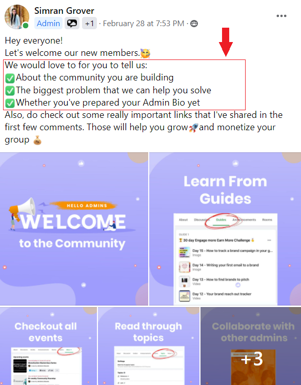 welcome new members to a Facebook group