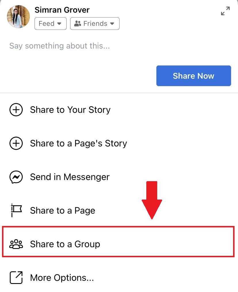 Как поделиться публикацией в группе Facebook?