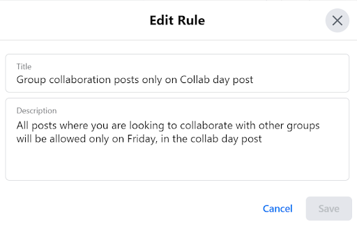 How to make changes or modification in group rules on facebook meta