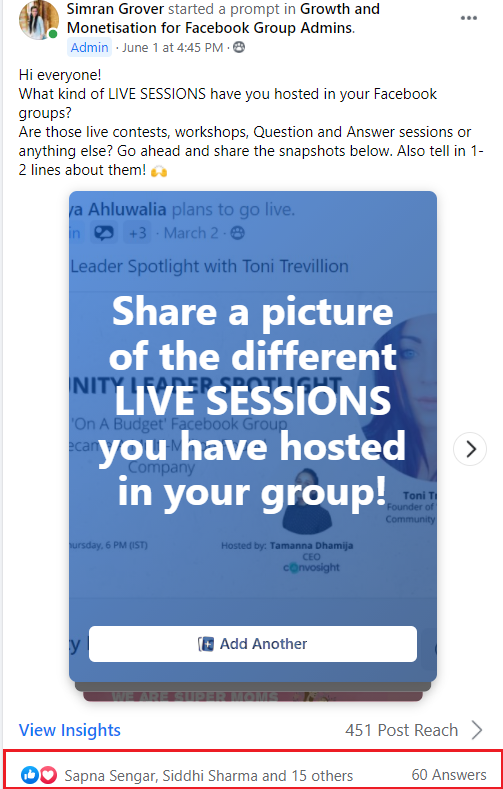 Prompt a New Facebook Group Feature