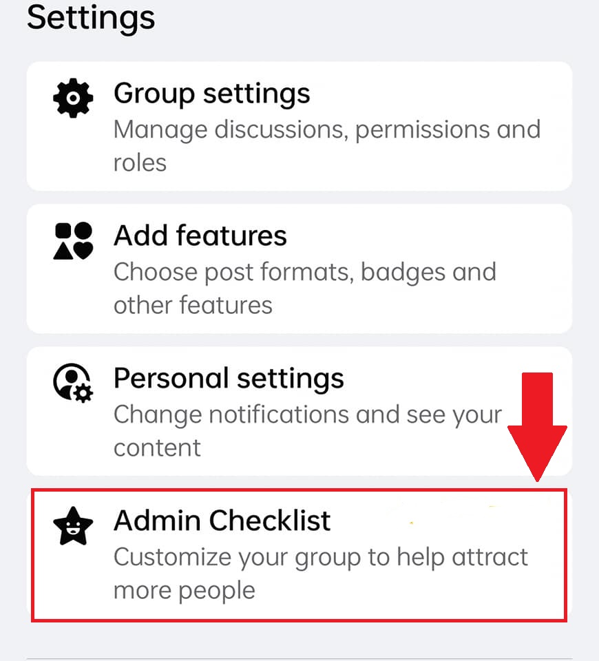 Admin Checklist in facebook group