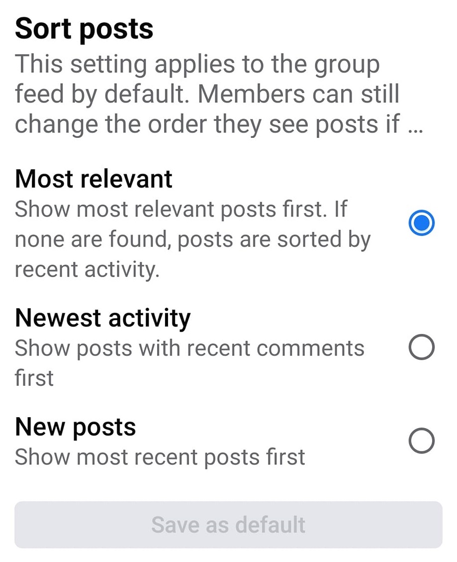 Sort Post in Facebook Group