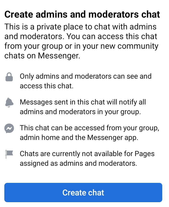 How to chat with Facebook Group Admin