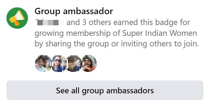 Facebook group ambassador badge