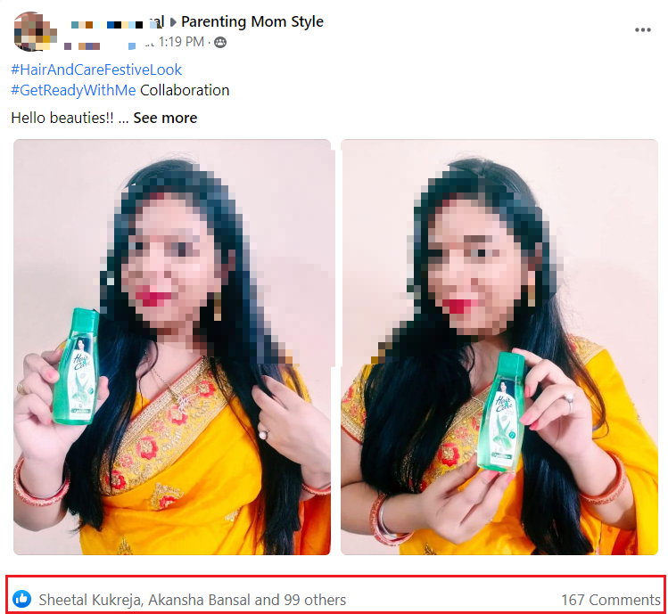 Example of UGC for Hair Oil