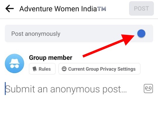 Final post tab, how to post anonymously on Facebook group

